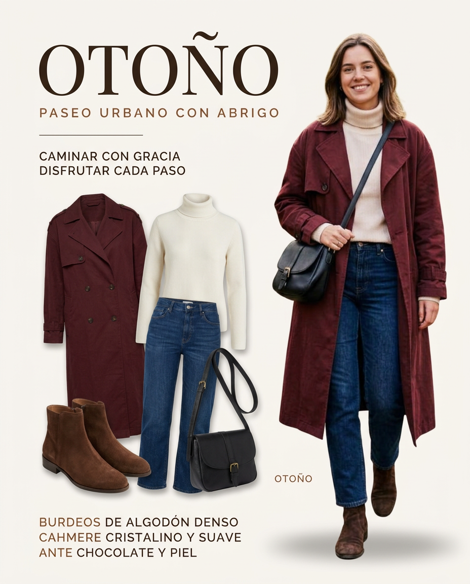 Burgundy long coat for your chicest autumn strolls